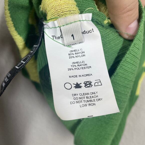 TheOpen Product 1/Small Stripe Halter Neck Tank Top Green Yellow Sleeveless - Picture 10 of 10